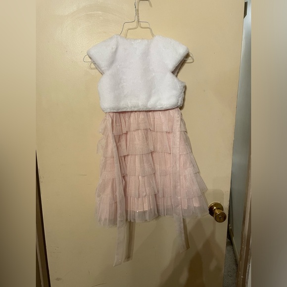 Jona Michelle Sz 5 pink dress white vest sleeveless sequin low waisted - Picture 5 of 7